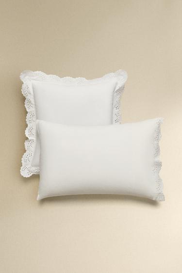 EMBROIDERED PILLOWCASE WITH TRIM - White by Zara
