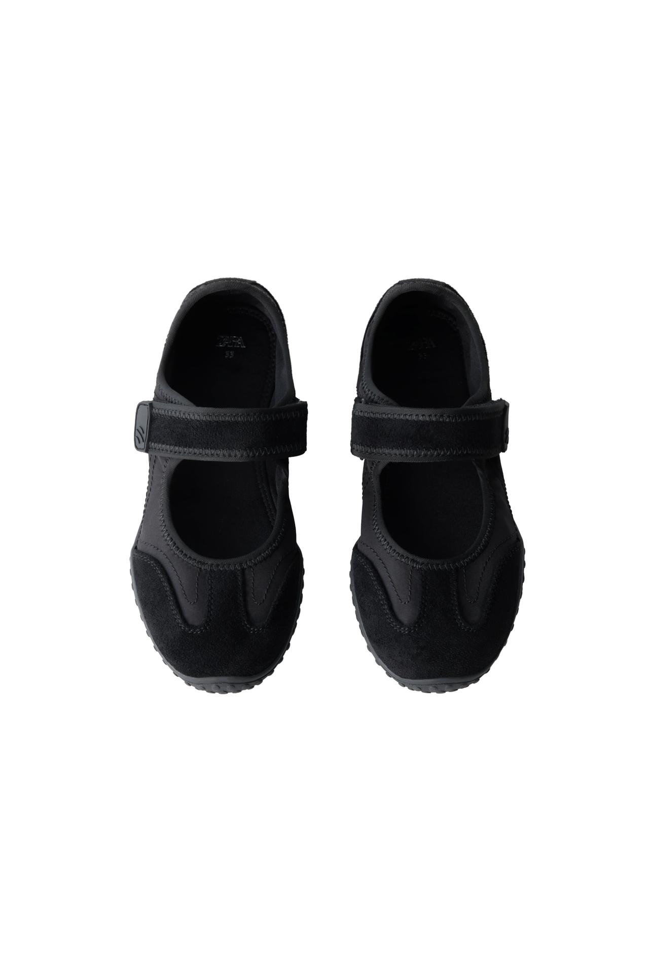 MULTI-PIECE SPORTY BALLET FLATS — Black
