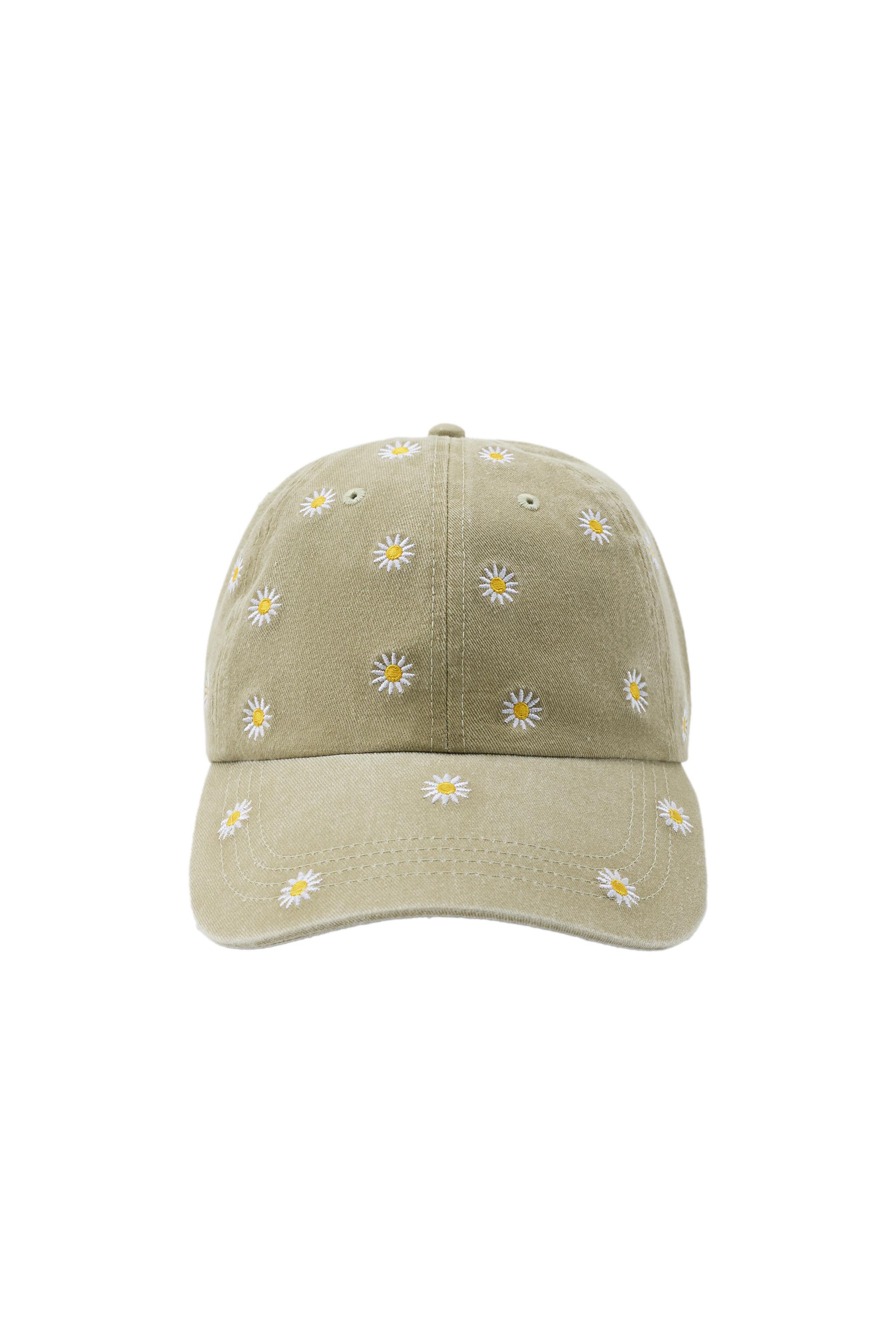 FLORAL EMBROIDERY TWILL CAP - Khaki | ZARA United States