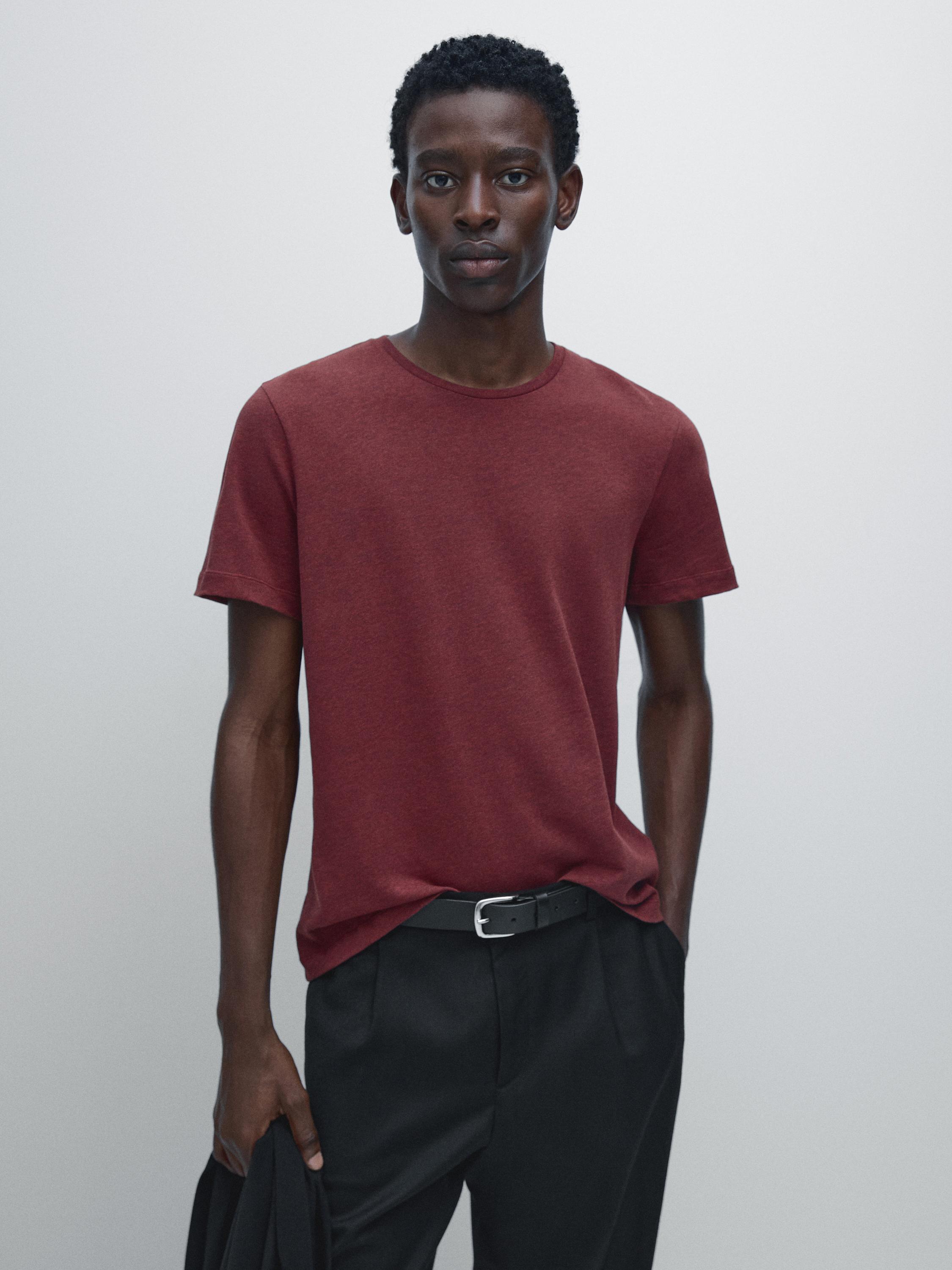 T-shirt chiné à manches courtes en coton léger