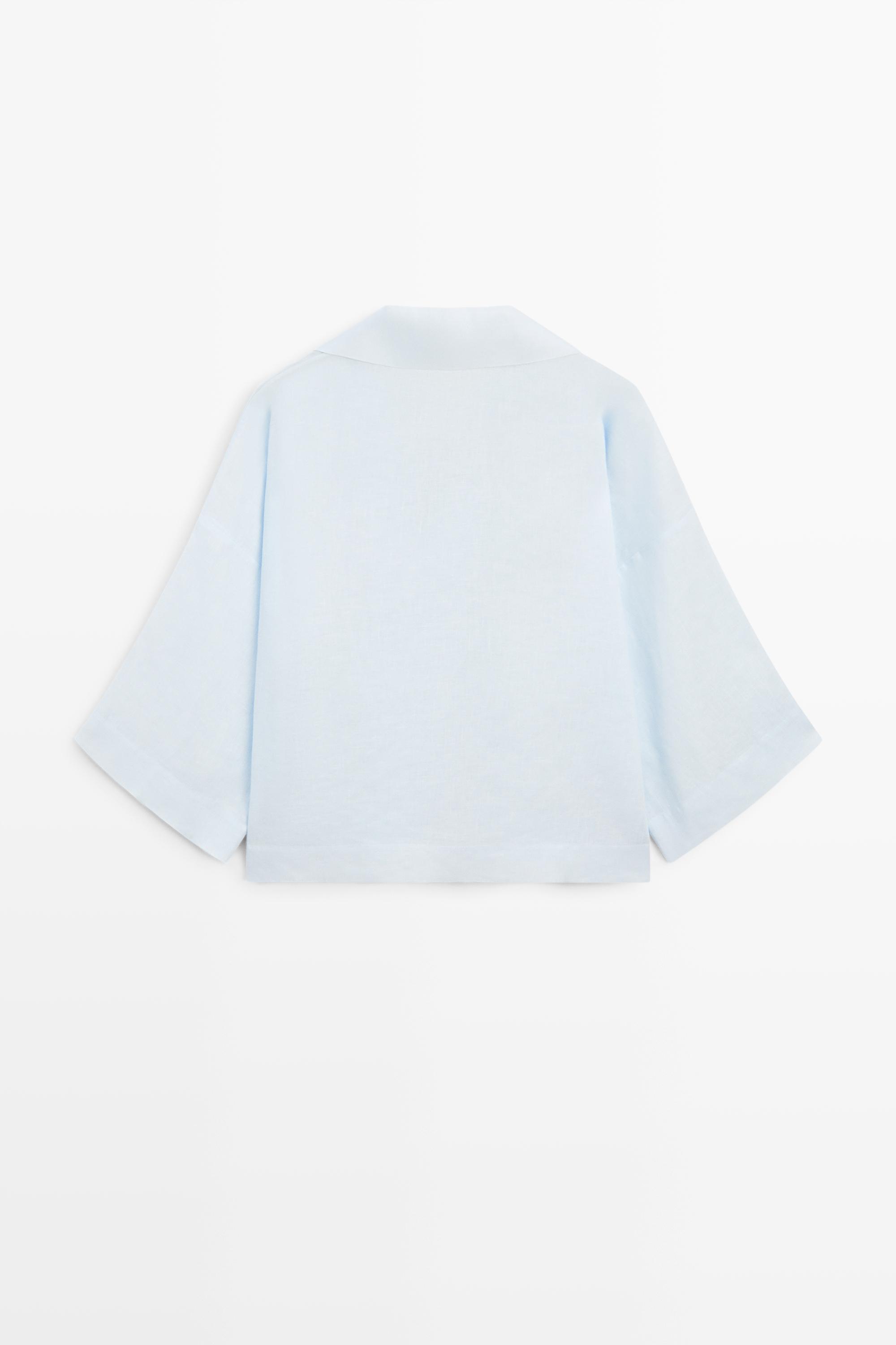 100% linen polo collar shirt