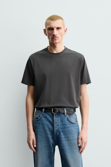 MEDIUM WEIGHT REGULAR FIT T-SHIRT - Charcoal by Zara