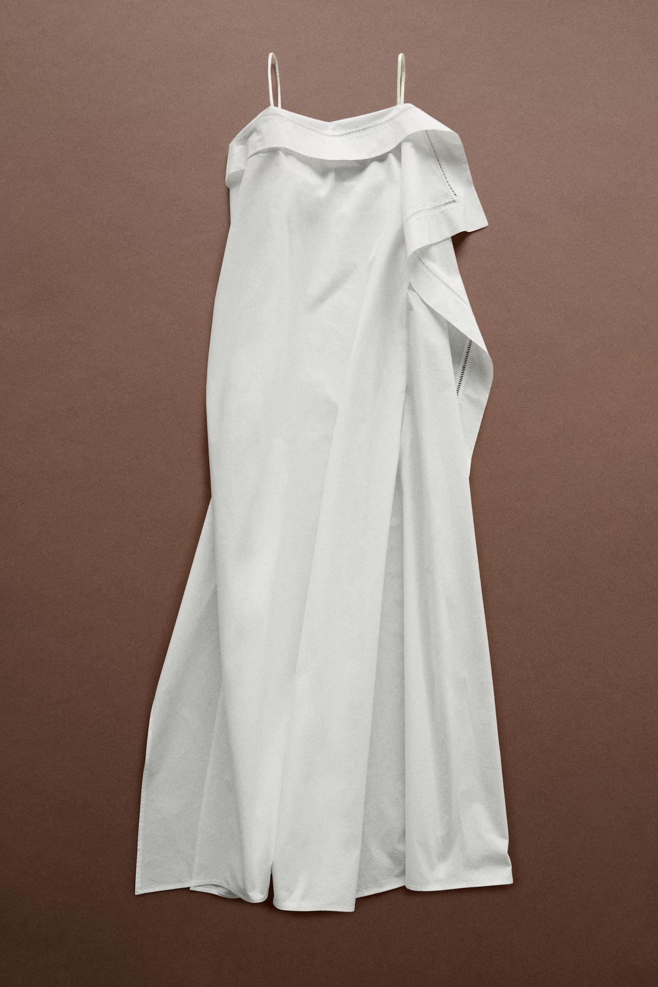 Asymmetric ruffle midi dress - STUDIO — Oyster-white