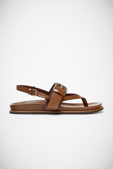 Zara FLAT SANDAL - Brown