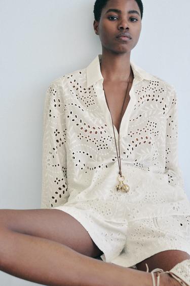 ZW COLLECTION EMBROIDERED SHIRT - White by Zara