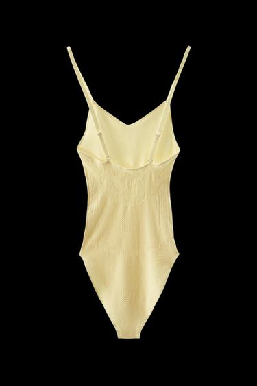 SEAMLESS STRAPPY BODYSUIT - Yellow by Zara