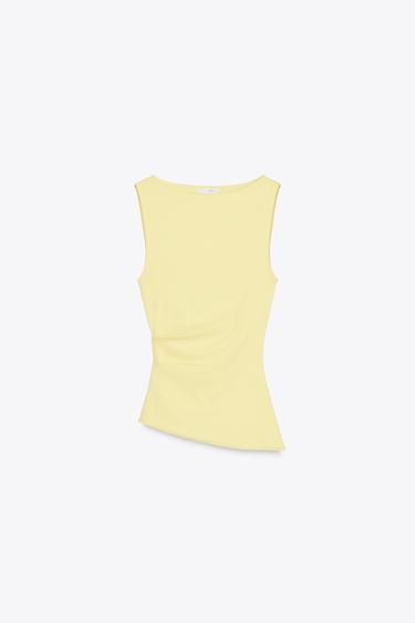 HAUT ASYMÉTRIQUE À PLIS - Jaune de Zara - Image 6