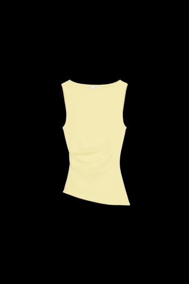 ASYMMETRISCHES T-SHIRT MIT FALTEN - Gelb von Zara - Bild 0