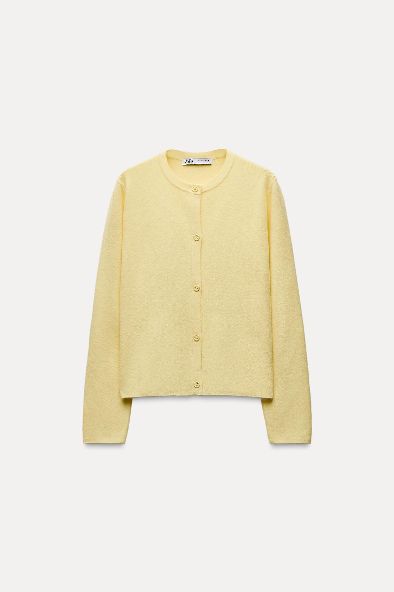 CHAQUETA PUNTO LISO - Amarillo de Zara - Imagen 1