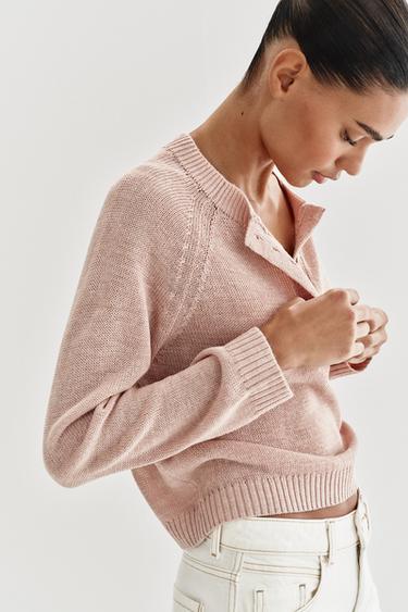 PULL EN MAILLE À BOUTONS - Rose de Zara - Image 4