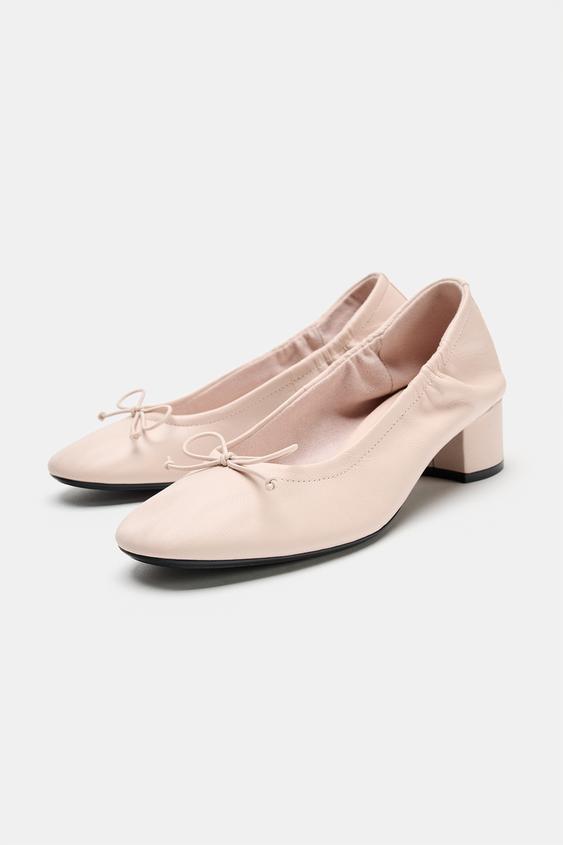 BAILARINA TACÓN PIEL - Rosa de Zara - Imagen 0