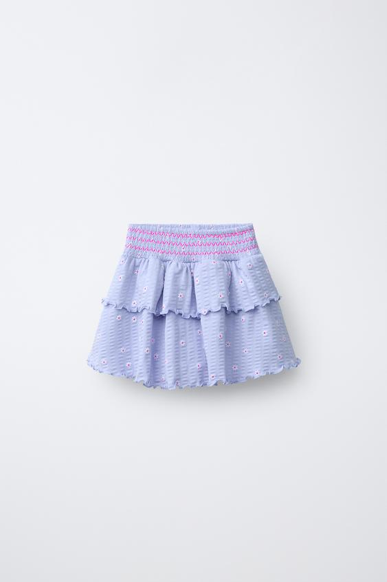 FLORAL TEXTURED BERMUDA SKORT - Mauve by Zara - Image 0