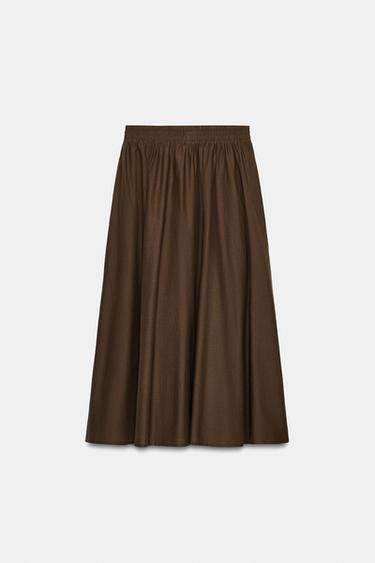 LAYERED MIDI SKIRT - Brown by Zara