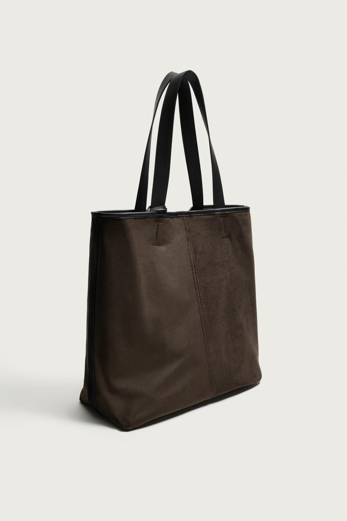 Мужская сумка Zara Reversible Shopper, цвет: Чёрный — фото 6