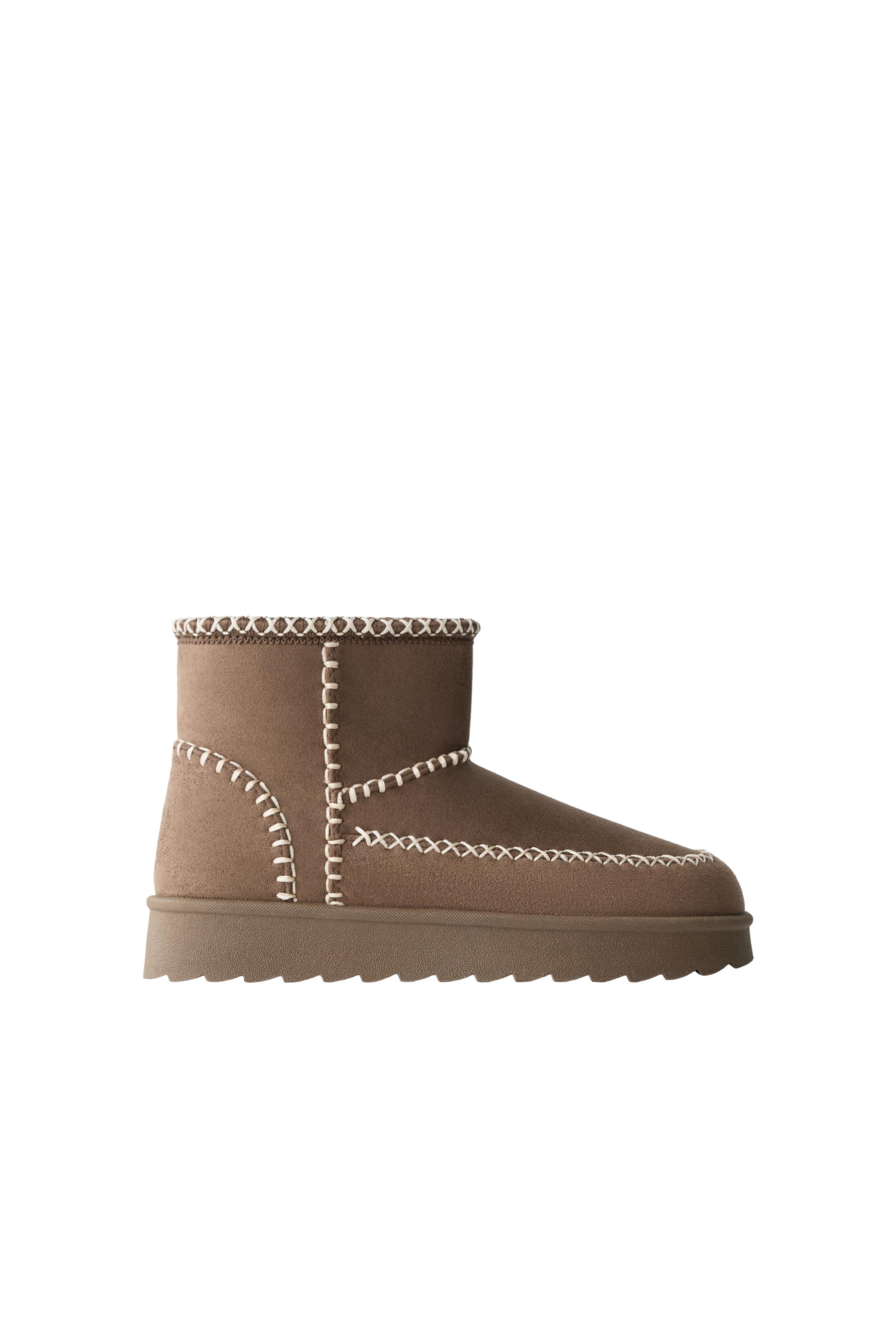 LINED TOPSTITCHED ANKLE BOOTS - Brown | ZARA United States