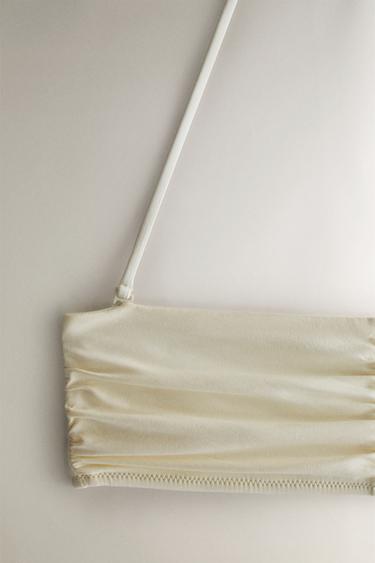 GATHERED BEACH BIKINI TOP - Ecru by Zara - Image 1