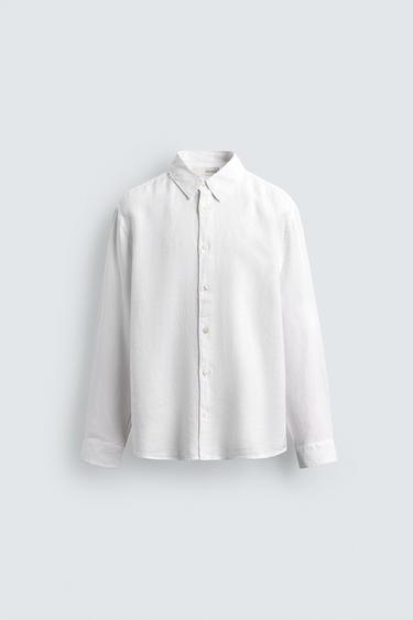 100% LINEN REGULAR FIT SHIRT - White by Zara