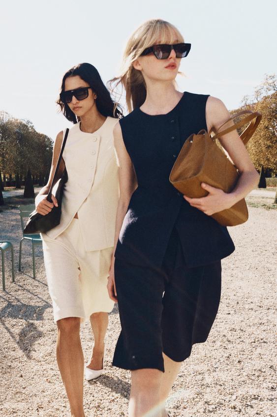 Zara WOOL-BLEND BERMUDA SHORTS - Navy blue - Image 0