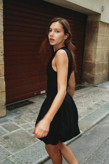 SHORT BALLOON-EFFECT DRESS - Black by Zara - Image 2