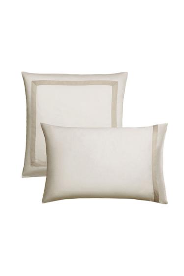 FEDERA DA GUANCIALE IN SATIN CON BALZA (300 FILI) - Grigio chiaro di Zara