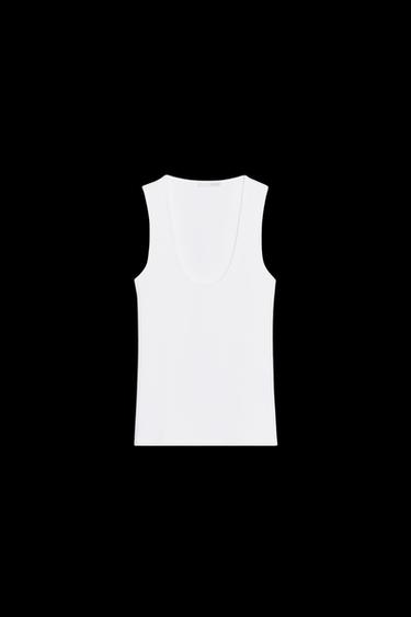 CAMISETA TANK STRETCH - Blanco de Zara - Imagen 0