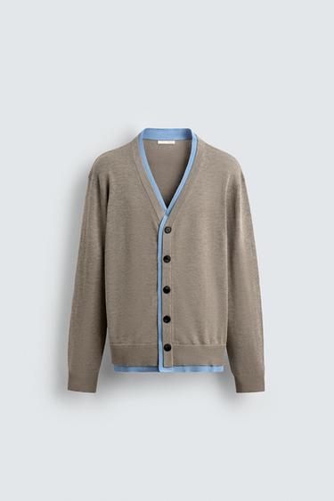 CARDIGAN MIT KONTRASTABSCHLÜSSEN - Beige von Zara