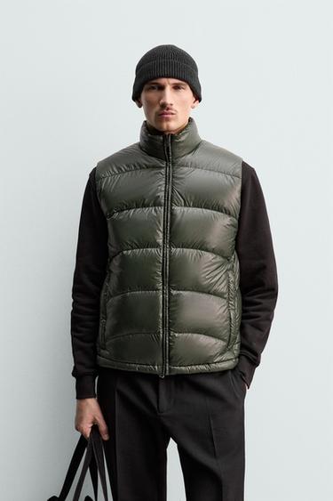 80% DOWN - 20% FEATHER PUFFER GILET - Dark bottle green by Zara