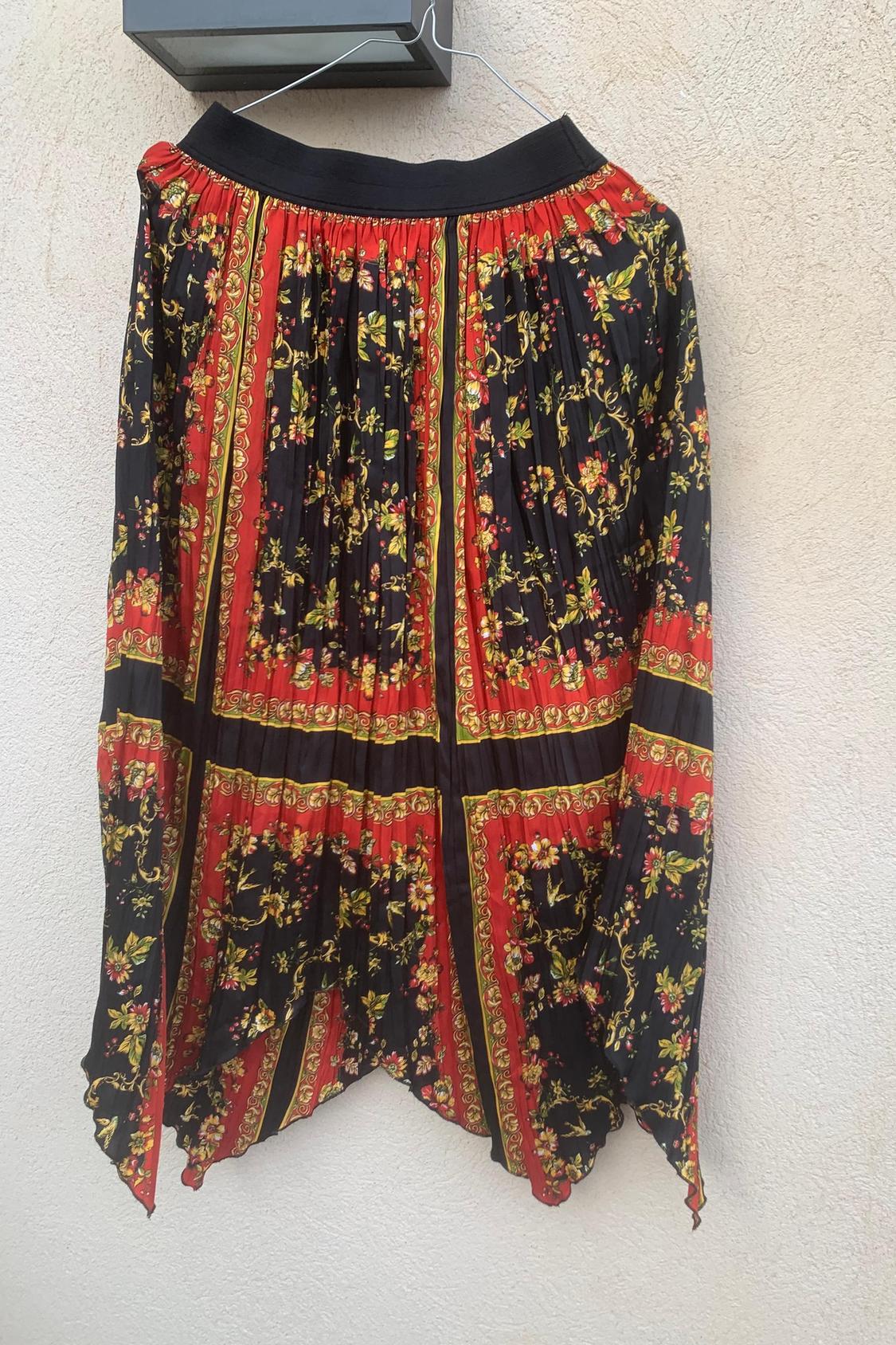 PRINTED PLEATED-EFFECT SKIRT