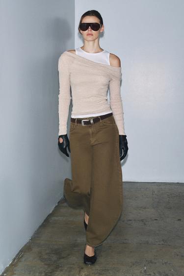 ASYMMETRIC LAYERED-EFFECT T-SHIRT - Sand / Marl by Zara - Image 0