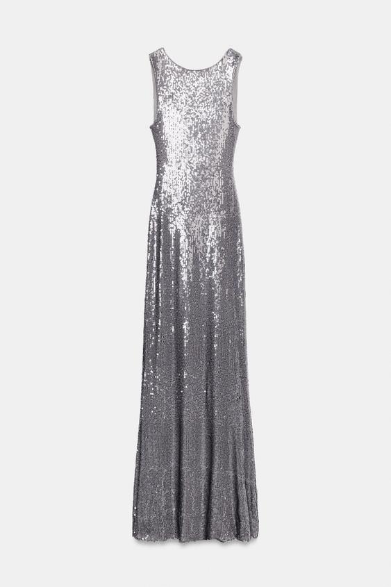 VESTIDO MIDI LENTEJUELAS ESPALDA ABIERTA - Lila de Zara - Imagen 0
