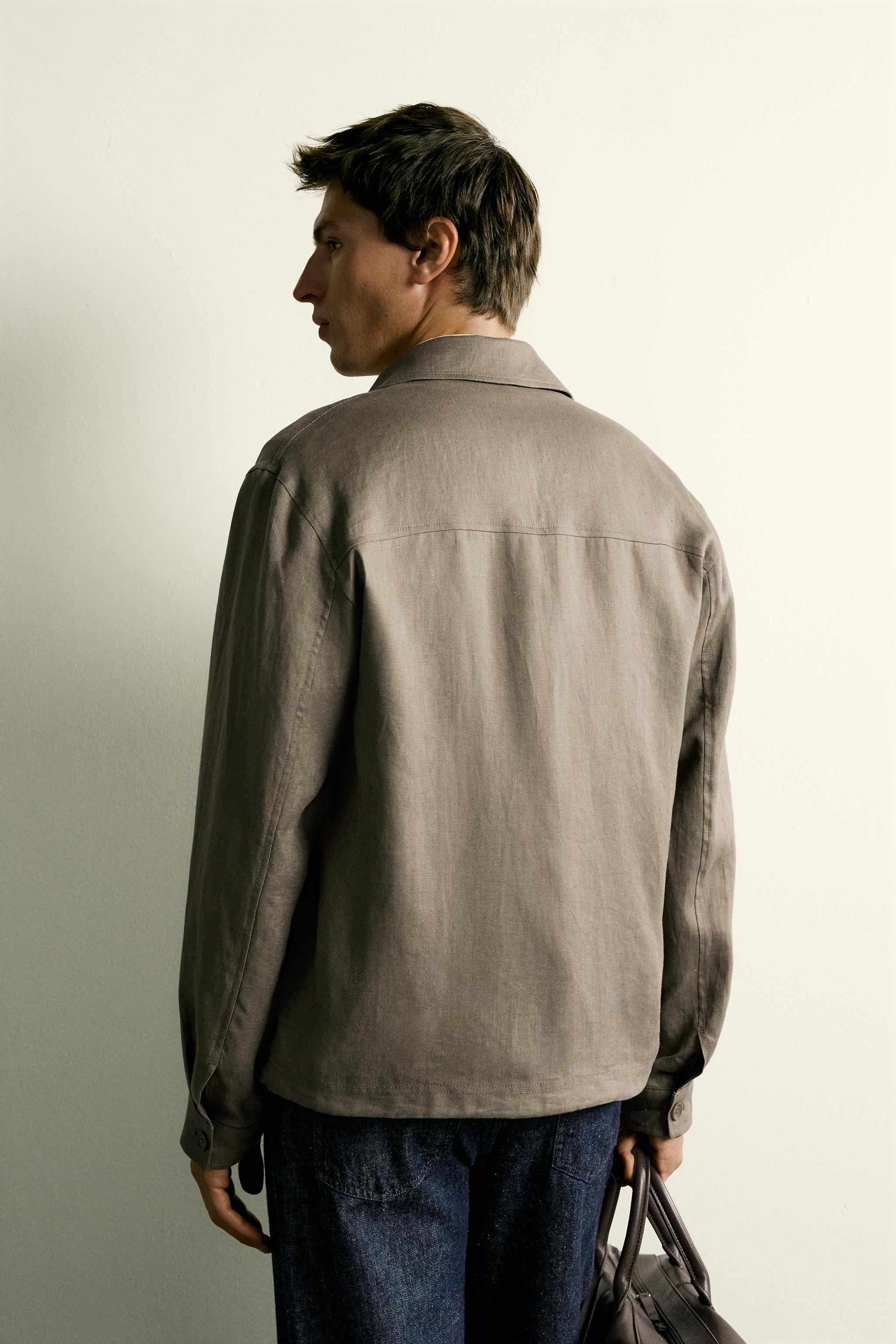 100% LINEN ZIP OVERSHIRT
