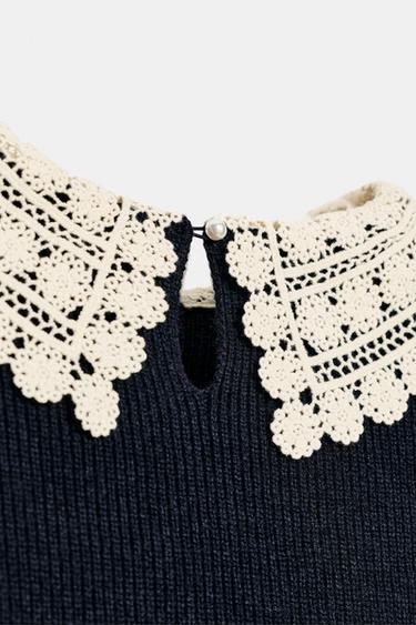 HAUT À MANCHES COURTES EN CROCHET - Bleu marine de Zara - Image 2