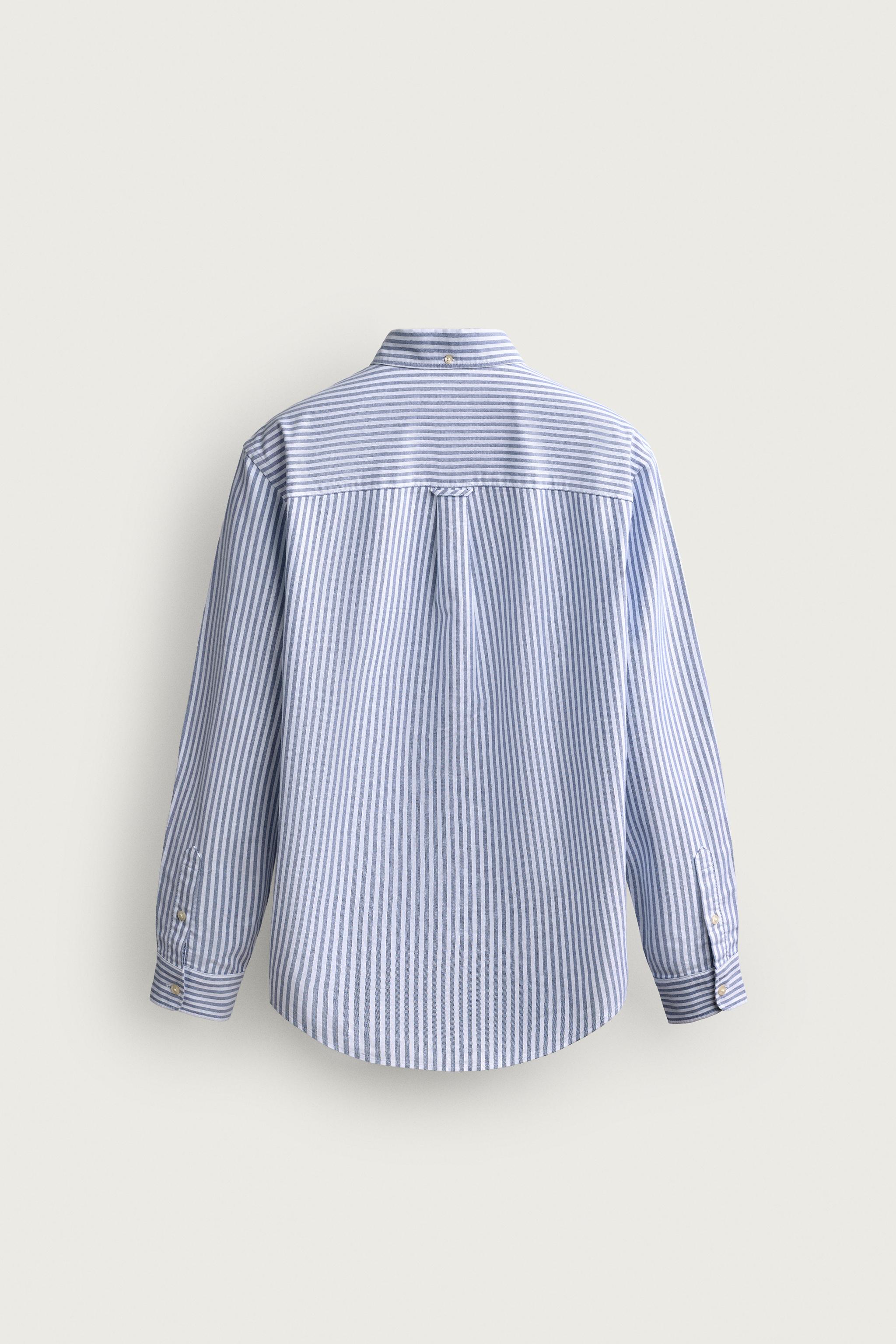 Мужские рубашки Zara REGULAR FIT TEXTURED OXFORD SHIRT — фото 7