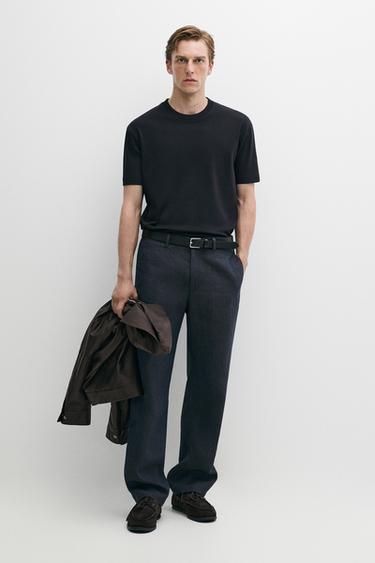 Zara 100% cotton short sleeve T-shirt - Navy blue - Image 0