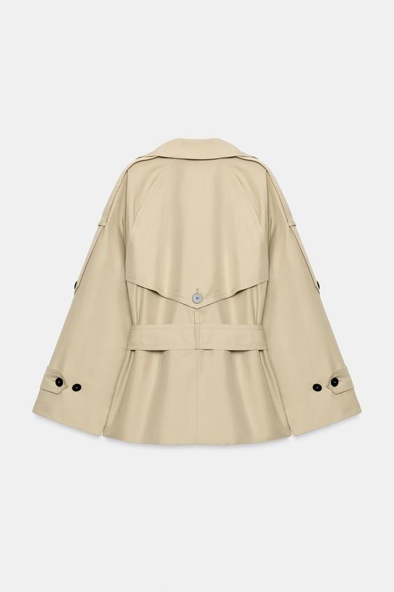 TRENCH COURT À CEINTURE DÉPERLANT ZW COLLECTION - Beige clair de Zara - Image 2