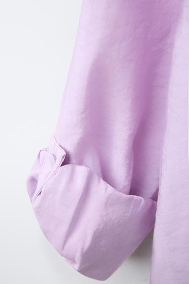 Zara KNOTTED FLOWY SHIRT - Light mauve