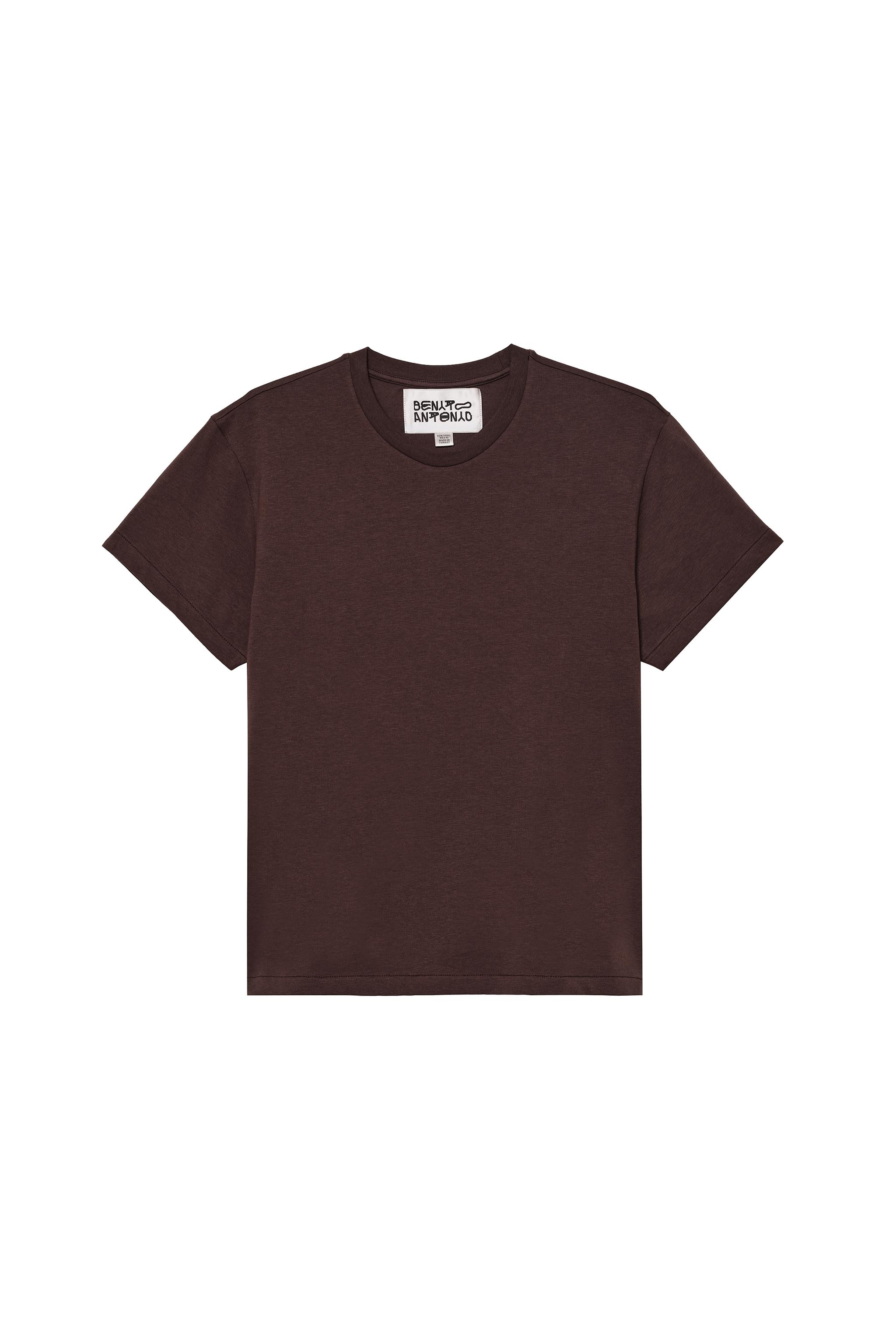 SLIM CROPPED FIT T-SHIRT — Brown