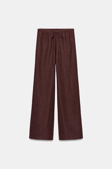 RUSTIC STRAIGHT TROUSERS - Burgundy by Zara - Image 4