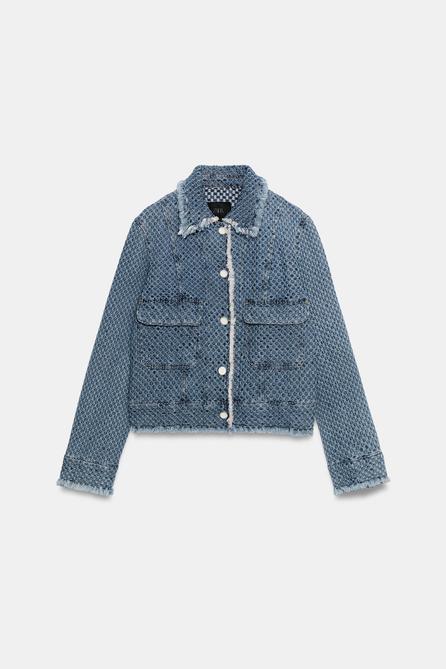 Женская куртка Zara ZW Collection Denim Jacket, цвет: Синий — фото 7
