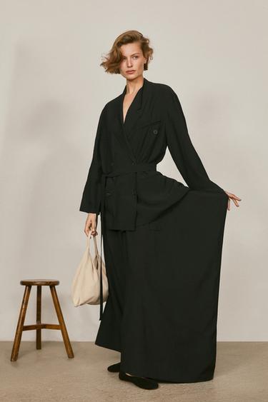 Zara Belted oversized flowing blazer - LIMITED EDITION - Black - Image 0