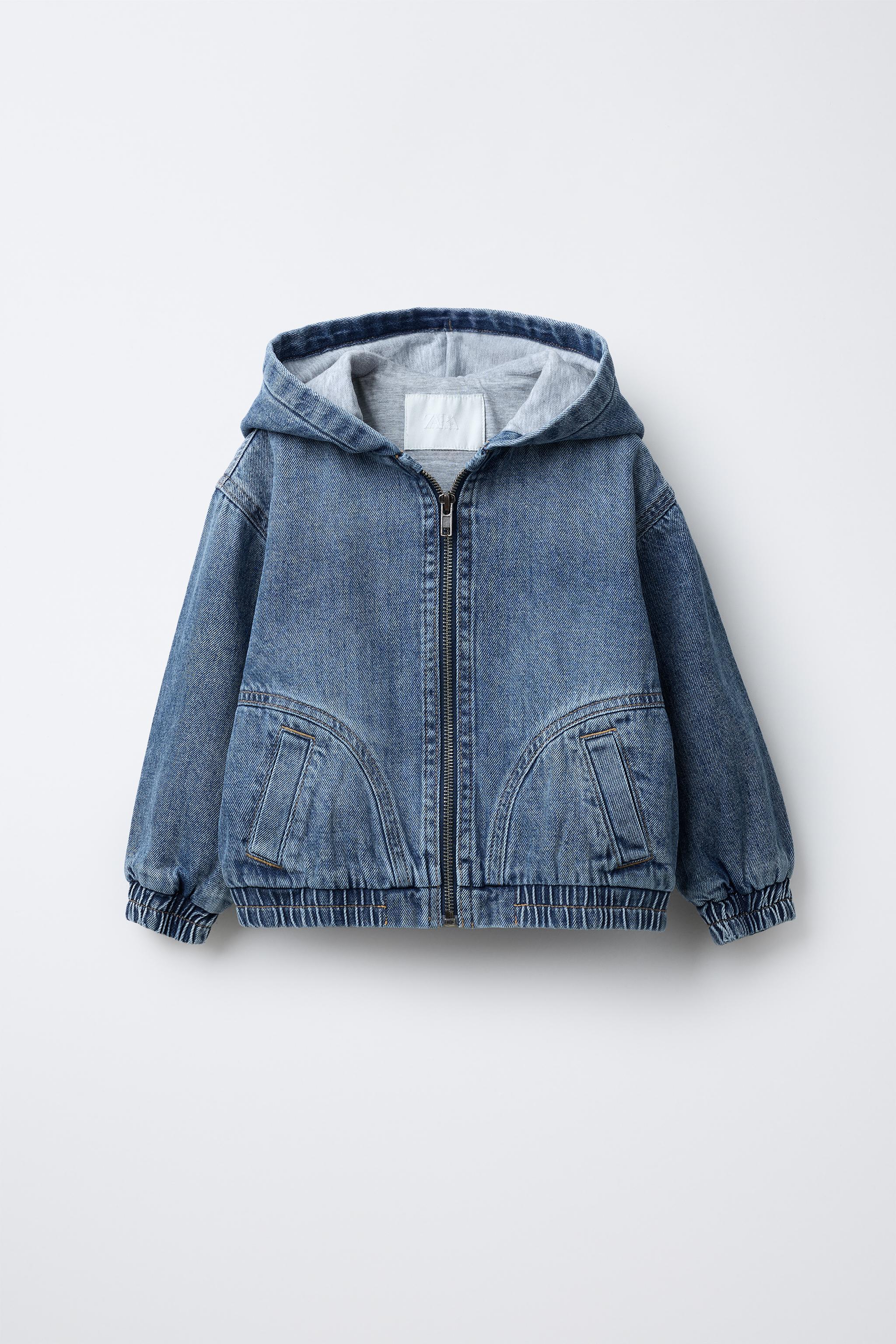 デニムジャケット フード付き 青 フード付きデニムジャケット - ミディアムブルー | ZARA Japan