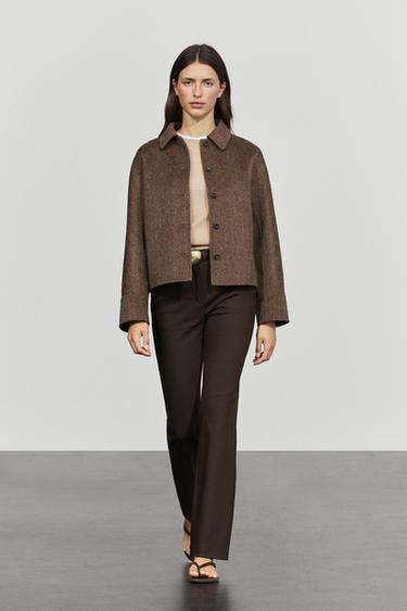Zara Short buttoned coat - Brown