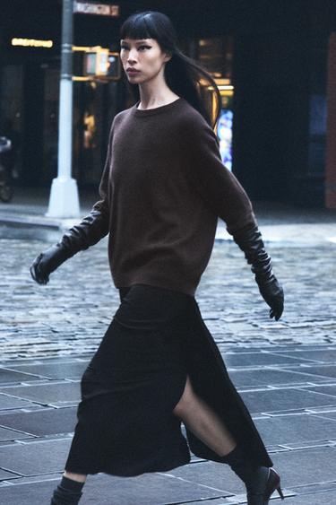 PLAIN 100% CASHMERE SWEATER - Chocolate by Zara - Image 3