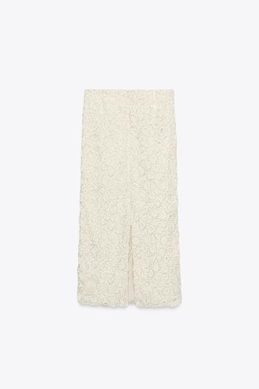 ZW COLLECTION BEADED MIDI SKIRT - Ecru de Zara - Image 1