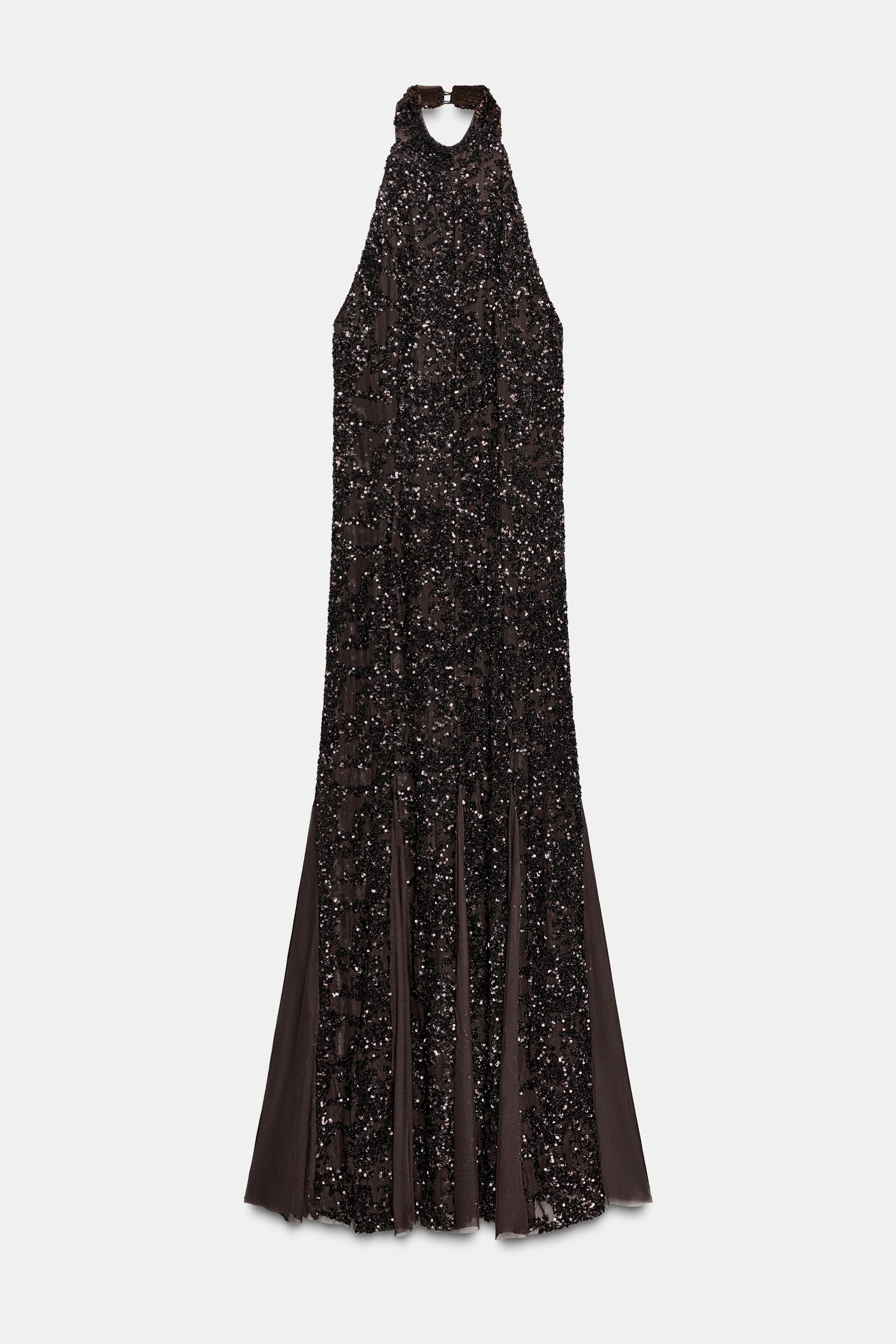 SEQUIN HALTER DRESS