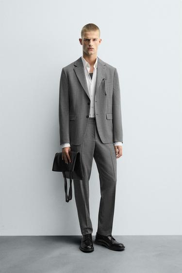 CHECK SUIT BLAZER - Grey marl by Zara - Image 0
