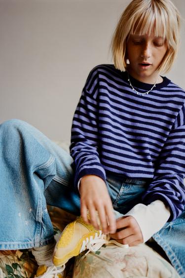 100% WOOL STRIPED JUMPER - Blue / Navy by Zara