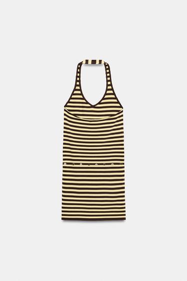 ROBE HALTER RAYURES CEINTURE - Brown Stripes de Zara - Image 6