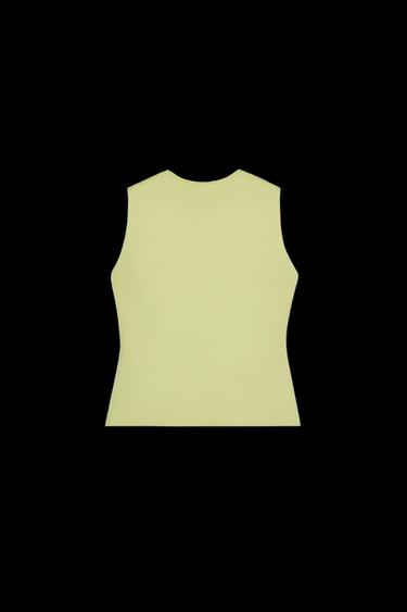 Zara SMOOTH KNIT VEST TOP - Apple green