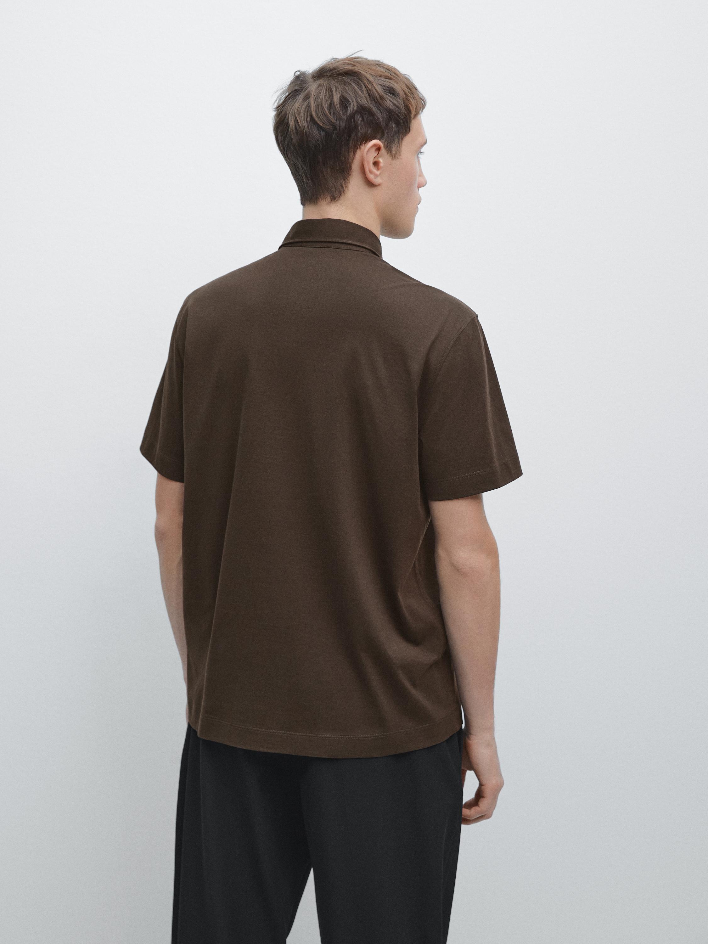 Cotton blend short sleeve polo shirt